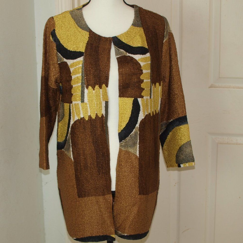Chico's Abstract Jacket Yellow & Brown Chico's 0